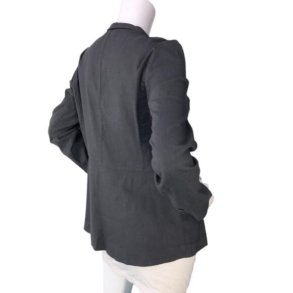 Eileen Fisher Blazer Womens M Charcoal Linen Blend Lightweight Jacket Stretch - Picture 8 of 14